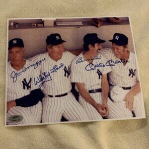 Mantle Dimaggio Ford Martin signed 8x10
